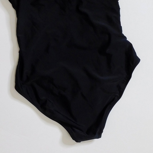 NWT!! J. CREW Factory One Shoulder Ruched Swimsuit One-Piece Solid Black Medium - Picture 10 of 16